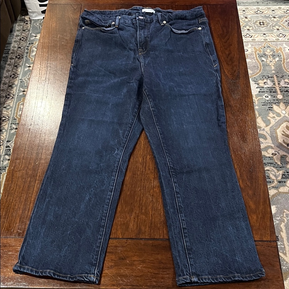 Good American Dark Blue Straight Leg Jeans